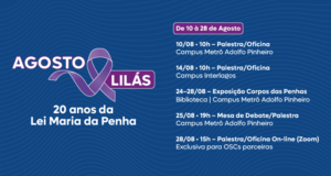 Agosto Lilás: Unisa promove campanha pelos 20 anos da Lei Maria da Penha